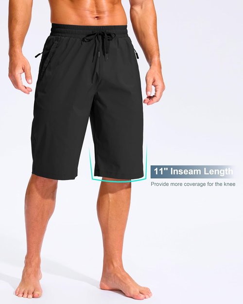 G Gradual Men's Board Shorts - Quick Dry Swim Trunks with 3 Zipper Pockets | 11" Beach Swimwear