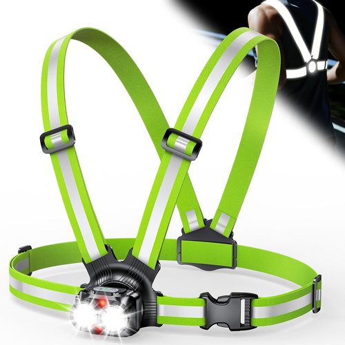 **Skiennix Running Lights - 800LM Rechargeable Visibility Vest with 6 Modes & IPX5 Waterproof | Adjustable Tilt for Night Jogging**