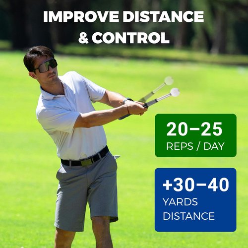 honharo Golf Swing Trainer – Retractable Click Stick Grip & Tempo Trainer for Right-Handed Golfers, Stainless Steel Shaft Golf Training Aid for Indoor & Outdoor Swing Practice