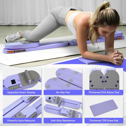 Upgraded Split Pilates Board-Pilates Reformer Set 6 in 1 Multifunctional Abdominal Fitness Board for Home Workout Equipment, Foldable Pilates Portable Reformer Machine, Ab Board Trainer for Women