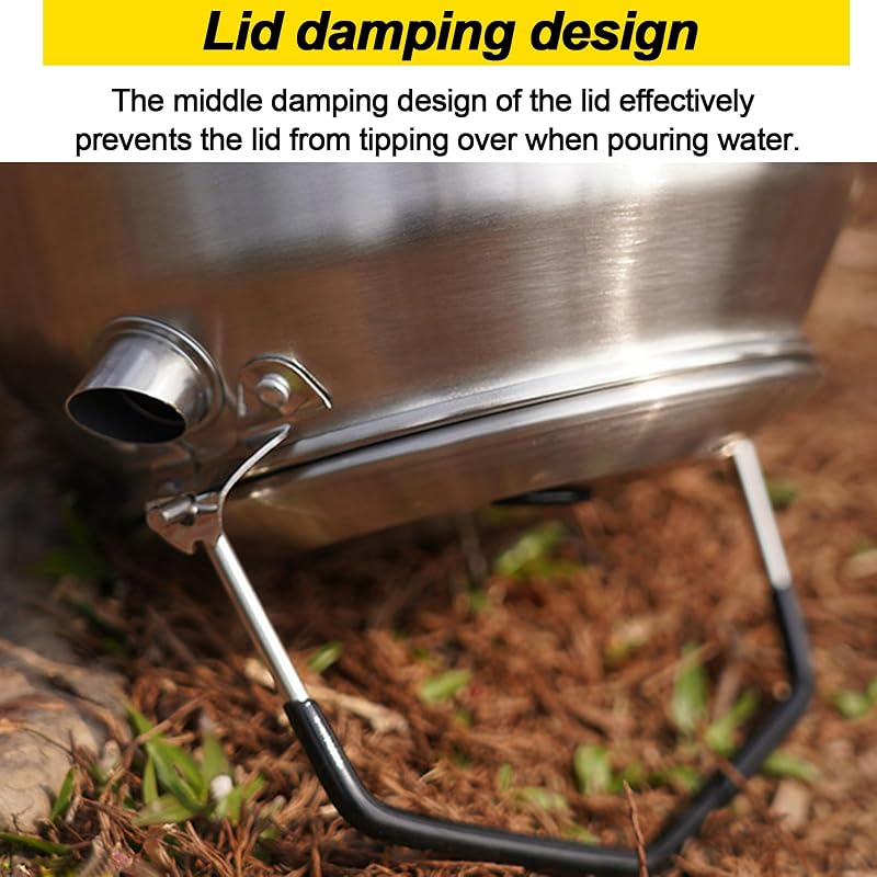 1L Camping Kettle Stainless Steel Tea Pot — Fast Heating, Portable Outdoor Teapot (Variation: Silver)