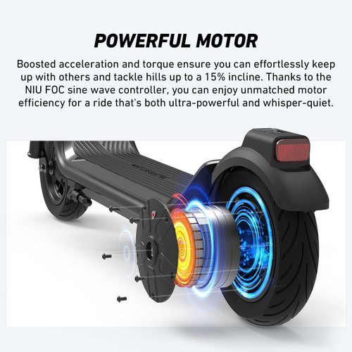 NIU K100P Electric Scooter - 600W Power, 33 Miles Range, 17.4 MPH, Lightweight & Portable for Daily Commute