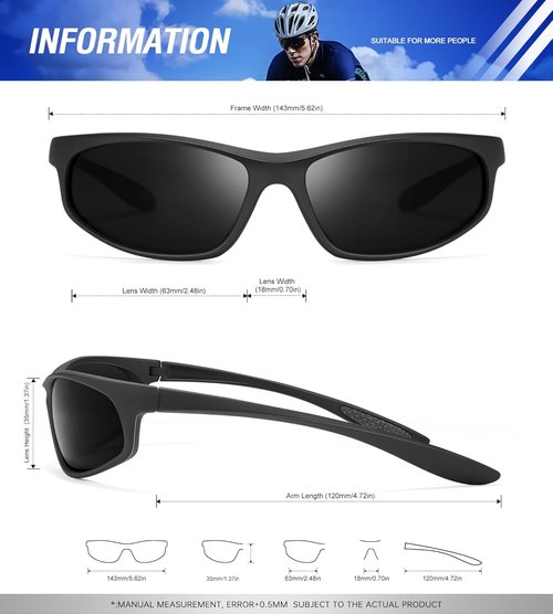 KALIYADI Polarized Men's Sunglasses - UV Protection Sport Glasses for Running, Cycling & Fishing