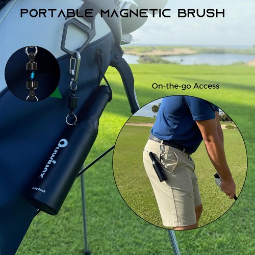 Quwiunx Golf Club Cleaner Kit with 360° Rotating Protective Cover, Strong Magnetic Golf Brush with Waffle Towel Set, Professional Golf Accessories for Men