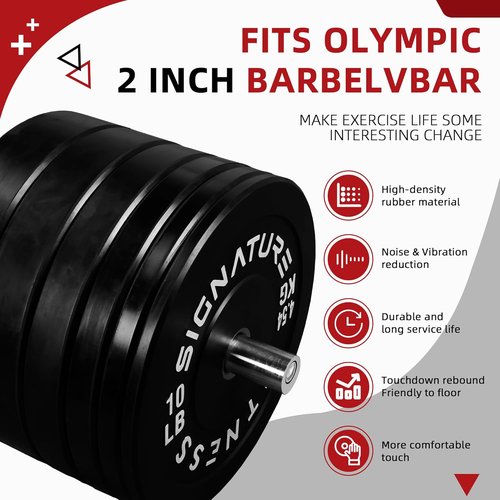 Fitvids Olympic Rubber Weight Plates Set - Durable Bumper Plates for Strength Training | 180-390 Lbs Options