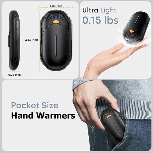 AI Hand Warmers - Rechargeable 2-Pack with Smart Chips | 20 Hours of Safe Heat for Outdoor Activities