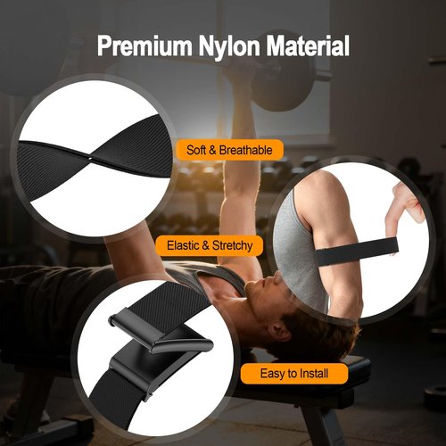 Vanet 2-Pack Nylon Straps Compatible for Whoop 5.0 Bicep Bands Peak, MG Life & One, Breathable Sport Elastic 5.0 Ankle/Arm Bands Fitness Training, Adjustable Replacement Strap Men Women, Not for Gen 4
