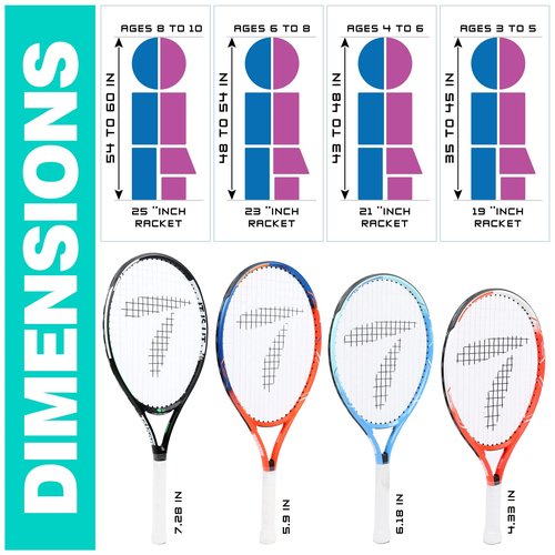Kid Tennis Rackets (23, Black-White)