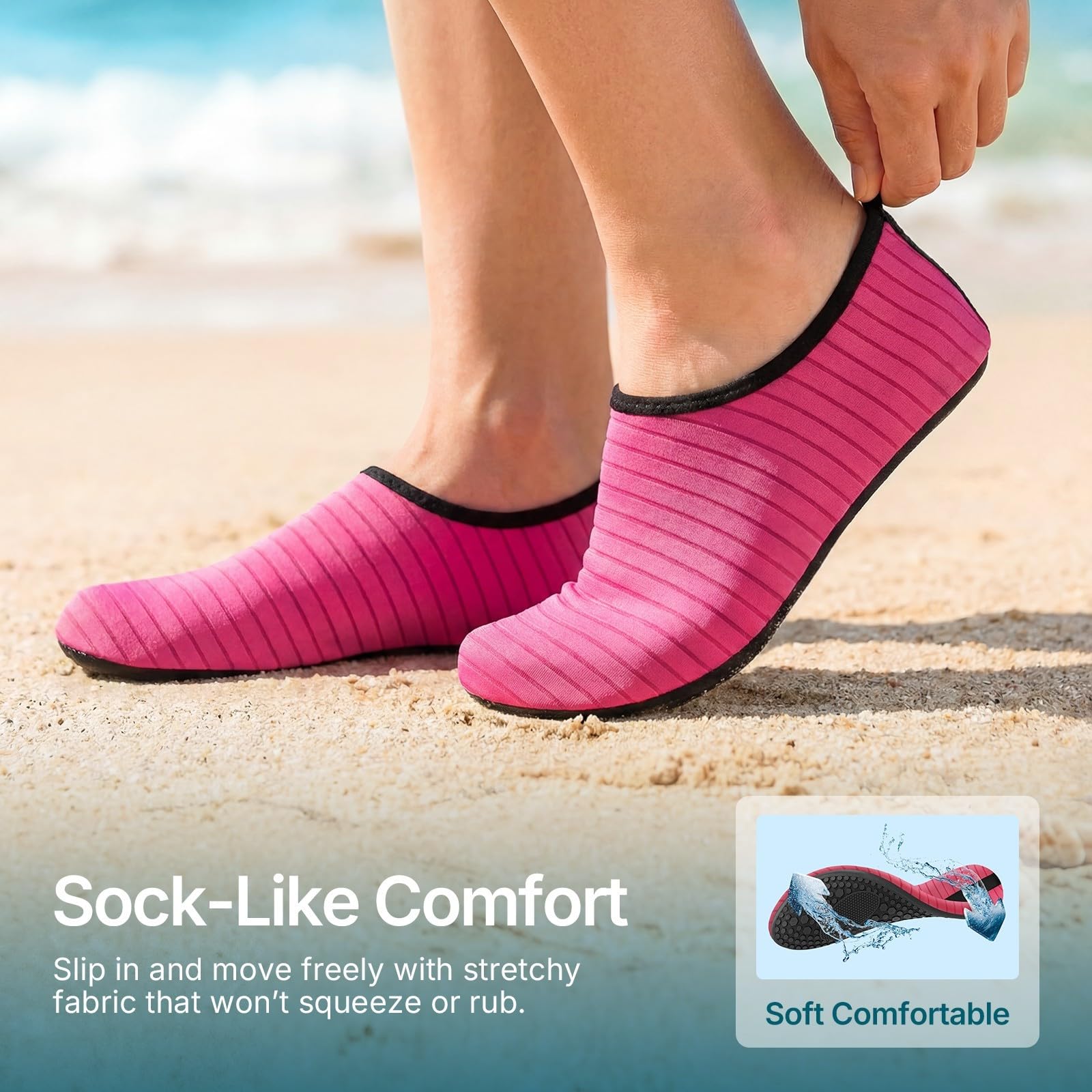 Water Shoes for Women Men Quick-Dry Aqua Socks Swim Beach Barefoot Yoga Exercise Wear Sport Accessories Pool Camping Must Haves Adult Youth Size 5-6Women/4-5Men