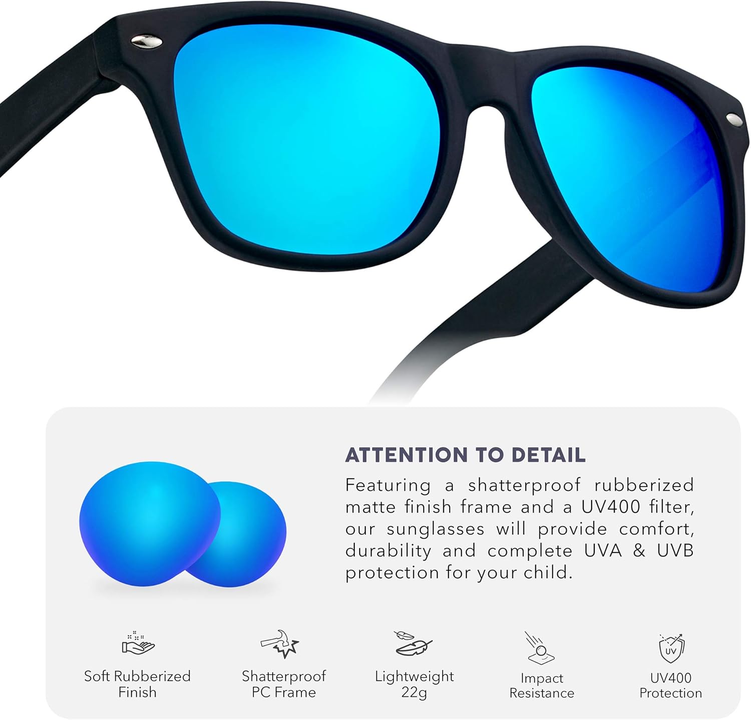 Skiennix Kids Polarized Retro Sunglasses - Shatterproof UV Protection for Ages 3-12
