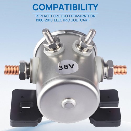 36V Solenoid Relay EZGO Golf Carts 70 Series Continuous Duty 4 Terminal SPNO Fit for EZGO TXT Marathon 1980-2010 Electric Golf Cart Includes Resistor Diode Replace OEM 11761-G1 27855-G01 27855-G02