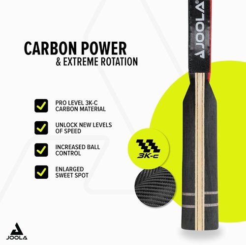 JOOLA Infinity Carbon Professional Ping Pong Paddle - Ergonomic Grip & ITTF Approved Rubbers | Advanced Control & Speed