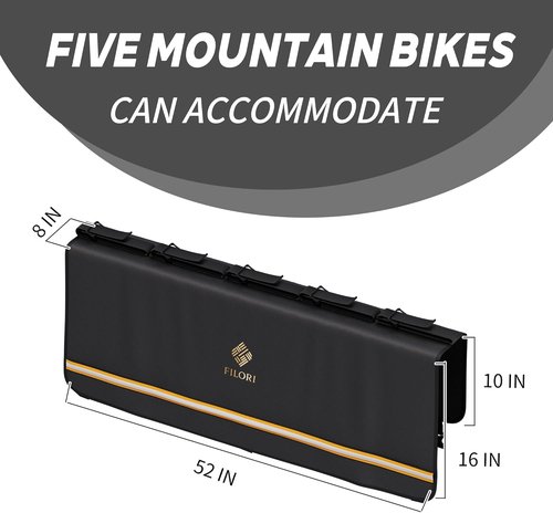 Filori 5-Bike Tailgate Pad - Heavy-Duty Scratch Protection for Pickup Trucks | Universal Fit, Black with Reflective Strips