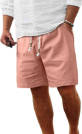 Comdecevis Men's Linen Shorts - Casual Elastic Waist with Pockets for Summer Beach & Yoga | Lightweight Comfort