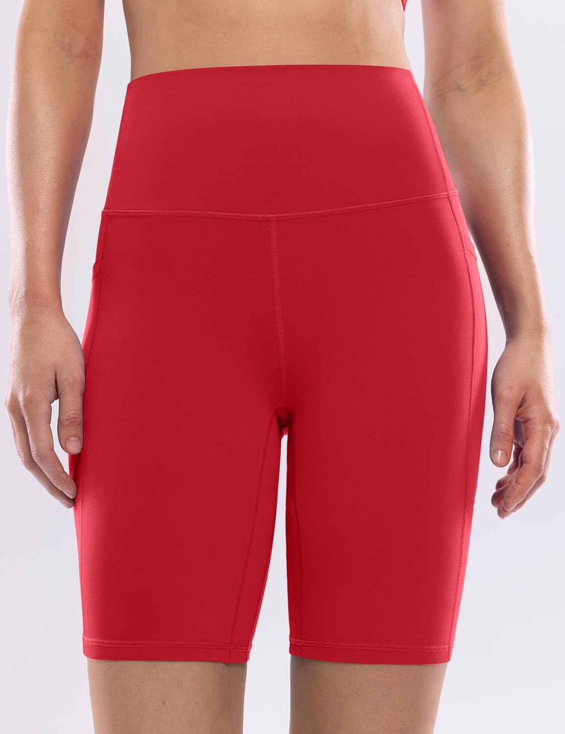 POSHDIVAH Women's Creamluxe Yoga Shorts - High Waisted with Pockets | Sizes 2.5" to 10" for Workout & Running