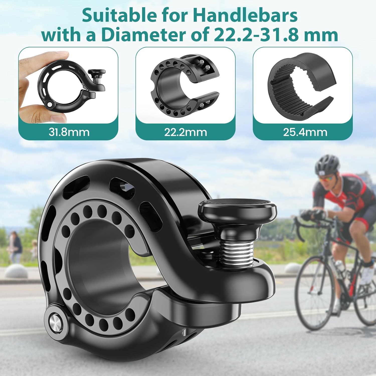 Topcrown Bike Bell - High-Volume Aluminum Alloy Bicycle Horn | Fits 22.2-31.8mm Handlebars