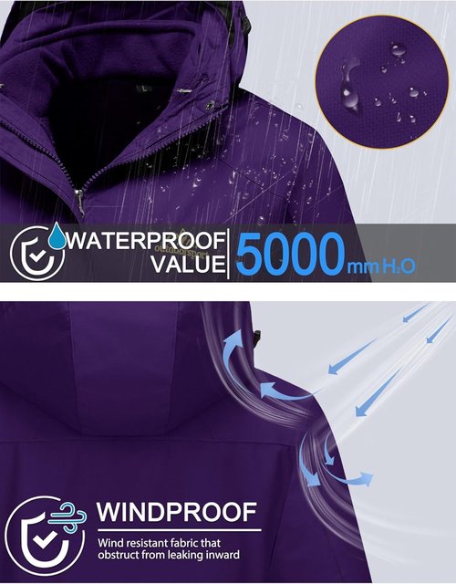 MAGCOMSEN Women's 3-in-1 Winter Coat - Waterproof Ski Jacket with Fleece Lining | Versatile Parka