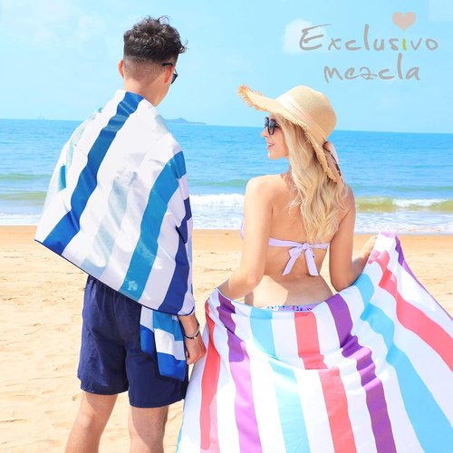 Exclusivo Mezcla Quick Dry Beach Towel - Large Lightweight Sand-Free Pool Towel (Blue, 30x60 Inches)