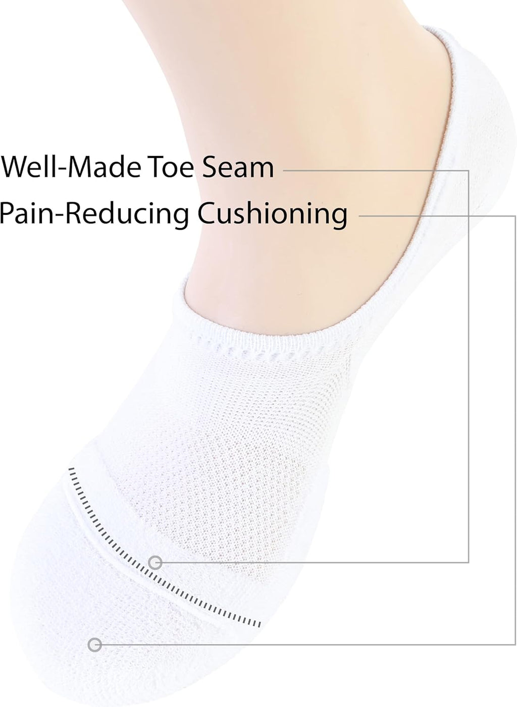 Pro Mountain No Show Socks - Wide Toe Box for Bunion Relief | Unisex Cotton Cushion Footies, Size S-XL