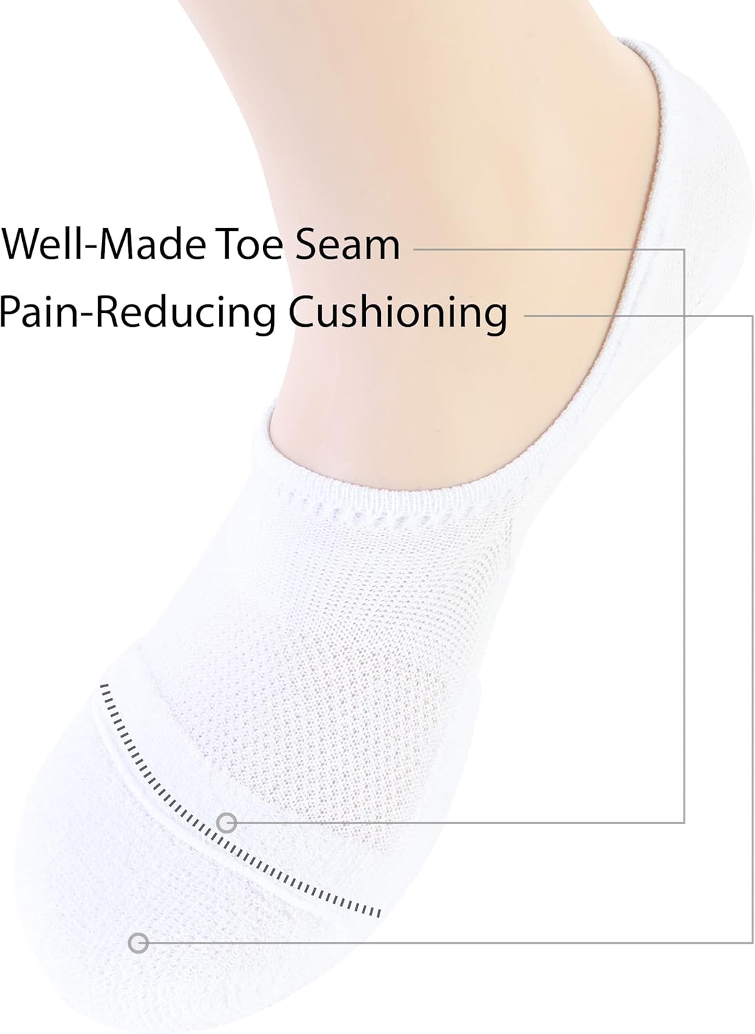 Pro Mountain No Show Socks - Wide Toe Box for Bunion Relief | Unisex Cotton Cushion Footies, Size S-XL