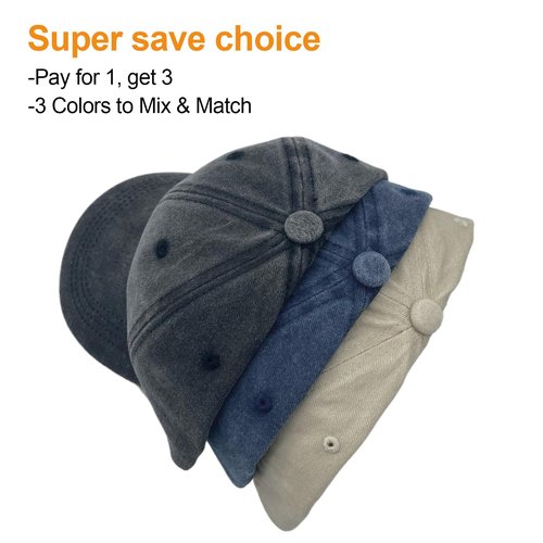 MINYJHZ 3 Packs Washed Plain Baseball Cap, Retro Adjustable Unstructured Cotton Dad Hats Gift for Men/Women