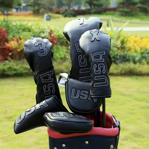 USA Mallet Putter Cover Headcover Magnetic Golf Head Covers Headcovers Club Protective Equipment for Scotty Cameron Odyssey Two Ball Taylormade Durable Thick Pu Leather