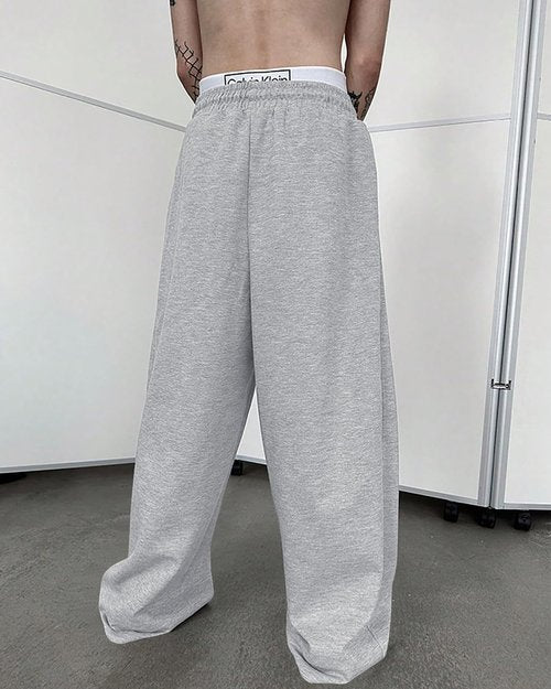 Landtown Men's Baggy Lounge Pants Cotton Sweatpants with Elastic Drawstring Waist with Pockets, Light Grey