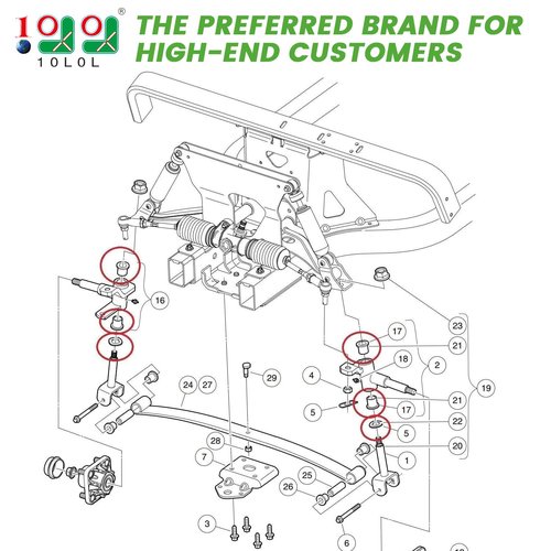 10L0L Golf Cart Flanged Spindle Bronze Bushing, King Pin Steering Knuckle Bushing Kit for Club Car Precedent 2004-Up OEM# 102288201, 102288401