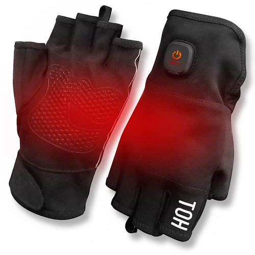 voodoospot Rechargeable Heated Fingerless Gloves for Women Hand Warmer Desk for Men Electric for Motorcycle Work Football Hunting ski Golf Thin Portable Reusable Battery