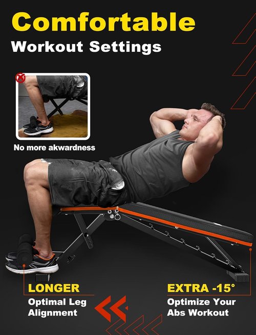 LINODI Adjustable Weight Bench - Foldable Incline & Decline for Full Body Strength Training | Home Gym Essential