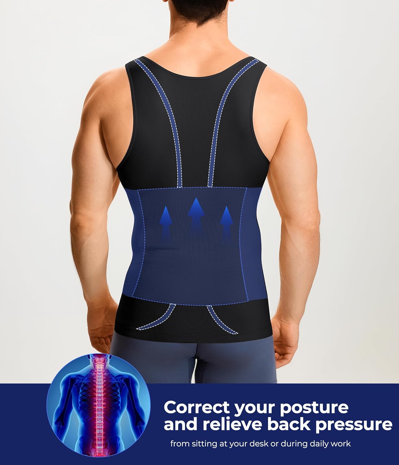 TAILONG Compression Shirts for Men - Slimming Body Shaper Waist Trainer Vest | Workout Tank Tops