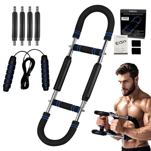 Twister Arm Trainer – Adjustable Resistance 30-120lbs Chest Workout Equipment with 4 Springs, Jump Rope & Wrist Guards for Upper Body Strength & Muscle Training at Home