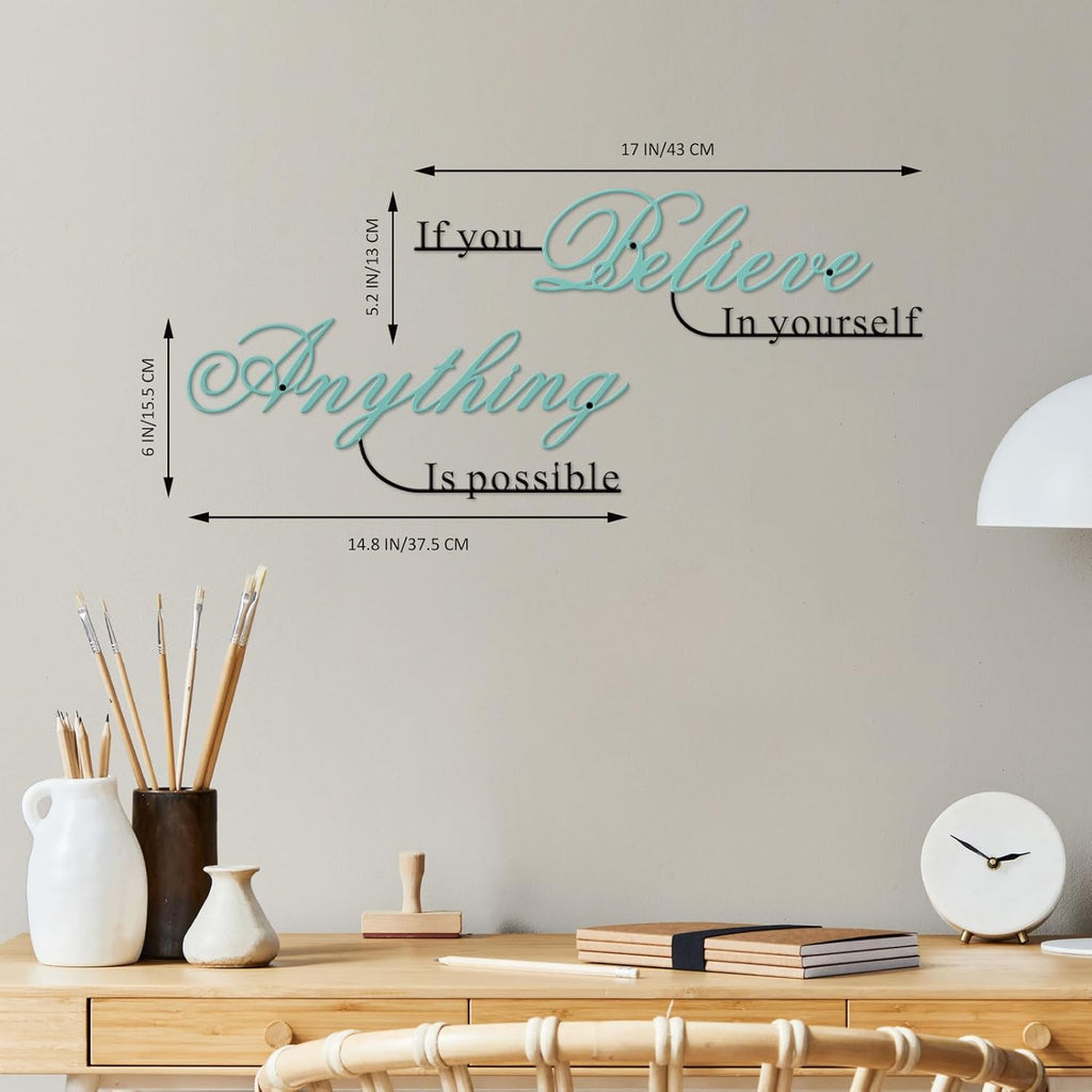 Resama Wall Art Decor - Inspirational Metal Quotes | "Believe in Yourself" | 2 Pcs Colorful Design