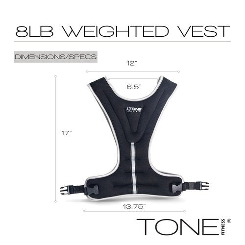 Tone Fitness 8lb Weighted Vest, Black