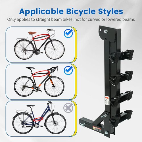 MaxxHaul Hitch Mount 4 Bike Rack 150 lb Capacity Heavy‑Duty Swing Down Design Fits Cars Trucks SUVs and Minivans with Safety Reflector Easy Install (70210)