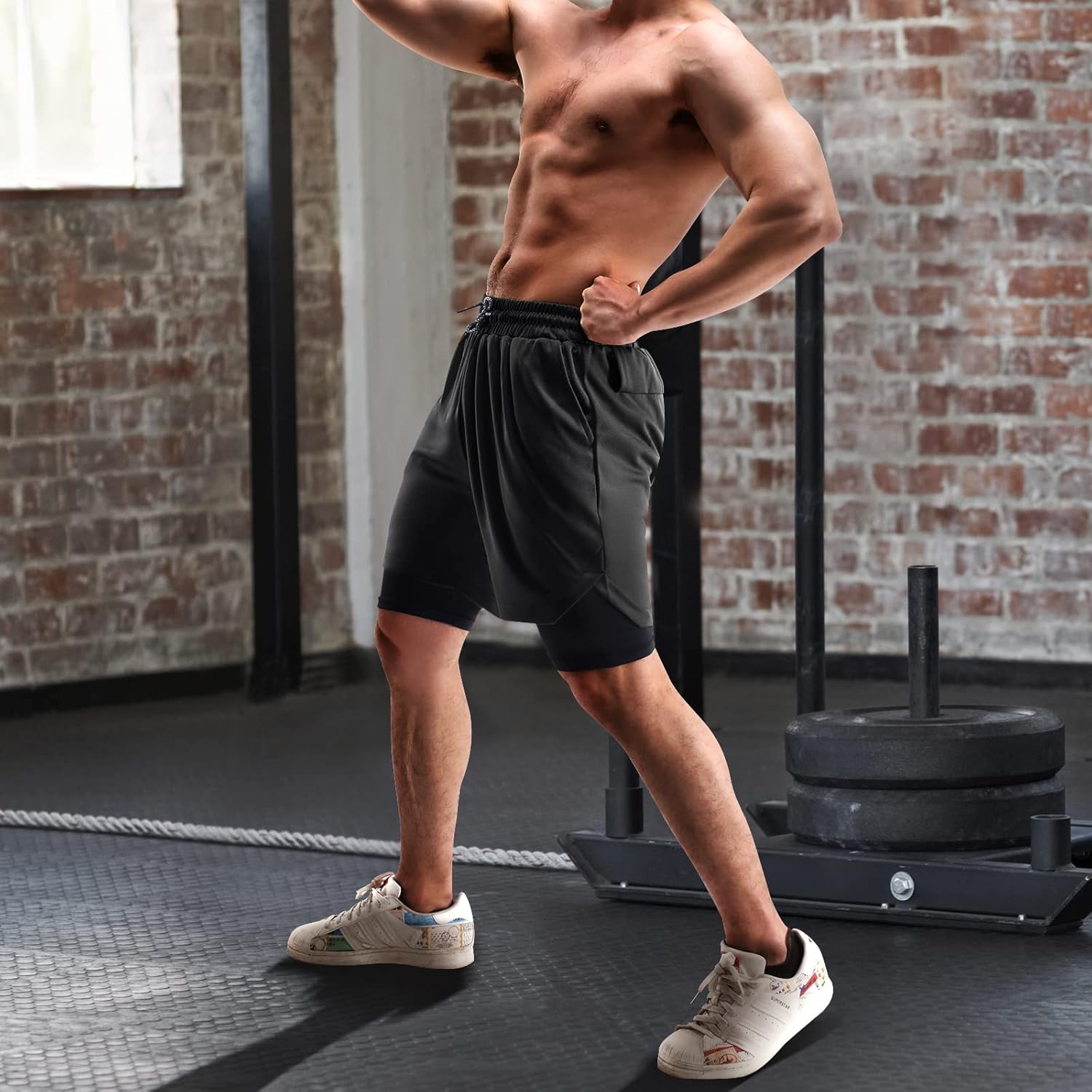 Skiennix 2-in-1 Men’s Shorts - Casual Running & Gym Shorts with Pockets | 7 Inch, 2 Pack