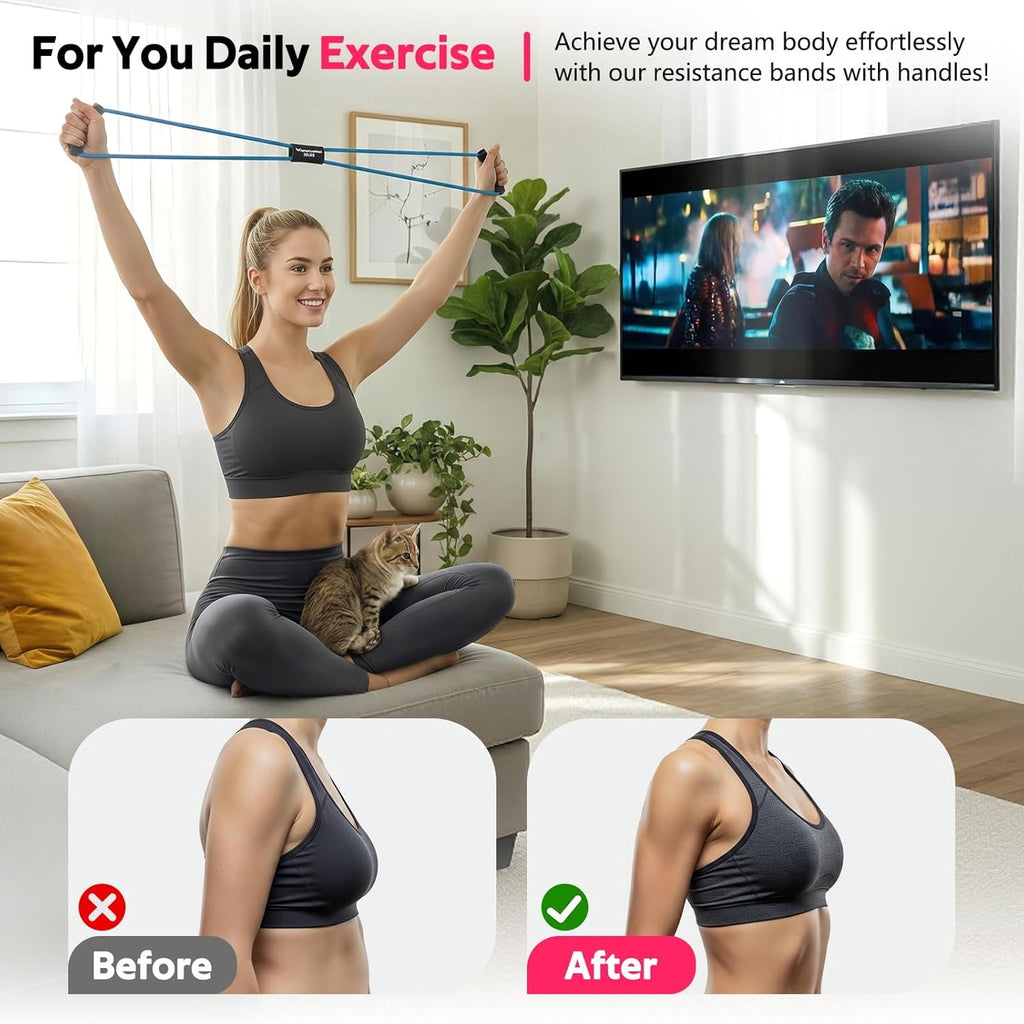 RENRANRING Figure 8 Resistance Bands - Set of 3 Fitness Exercise Tubes for Arm & Shoulder Stretch