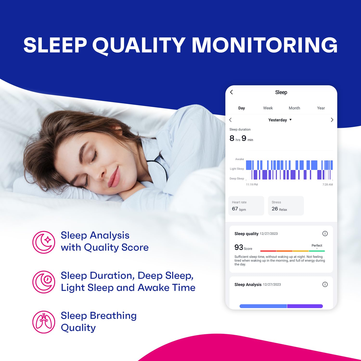 OCTANDRA Active 2 VeryFit Fitness Tracker Heart Rate SpO2 Blood Oxygen Saturation Sleep Monitor 1.05" Screen Activity Step Counter Pedometer IP68 Waterproof Smart Watches for Men Women (ID155) (Black)