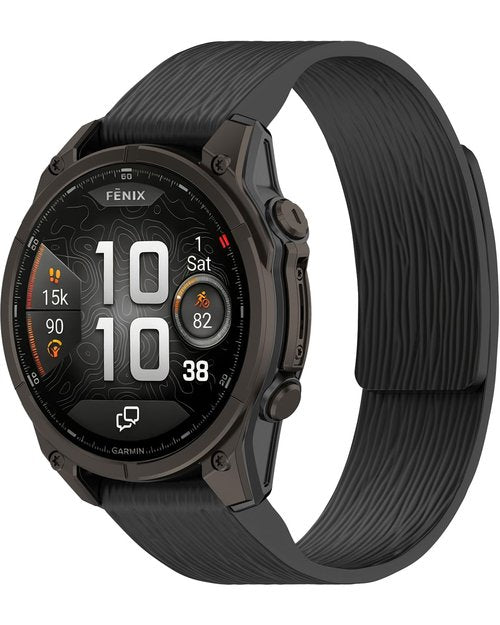Miimall 22mm Silicone Band for Garmin Fenix 8 47mm/7/6/5, Quick Release, Women Men Durable Wristband Striped Strap for Fenix 8 Pro/7 Pro/6 Pro/5 Plus, Forerunner 970/965, Instinct 3 45mm/2, Black