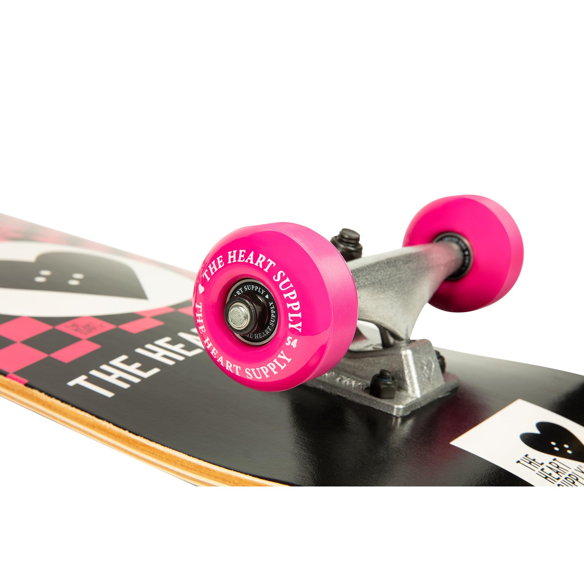 The Heart Supply Complete Skateboard Team Checkerboard 31.35" x 8.0" 7-Ply Maple Blend Construction Full concave, 54mm Wheels, Max Weight 220lbs