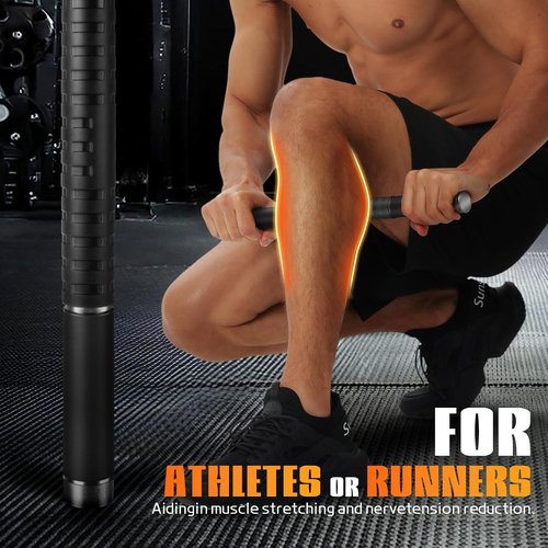 Muscle Roller Stick - Deep Tissue Massage Roller for Myofascial Release | Full Body Therapy (Black)