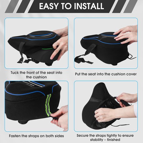 Memory Foam Bike Seat Cover - Comfortable Padded Cushion for Men & Women | Ideal for Indoor & Outdoor Cycling