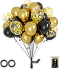OWill Black and Gold Confetti Balloons - 100pcs 12" Balloons for Birthdays, Graduations & Weddings