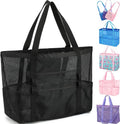Fammart Mesh Beach Bag - Large Beach Tote with Zipper Pocket for Family Travel & Vacation Essentials