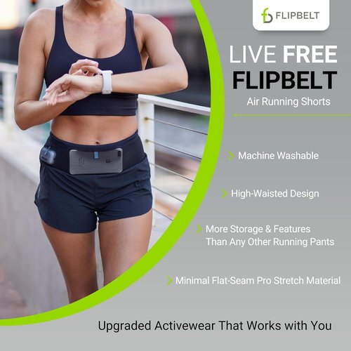 FlipBelt High Waisted Running Shorts - Quick-Dry Activewear with Pockets & Built-In Belt | Perfect for Workouts