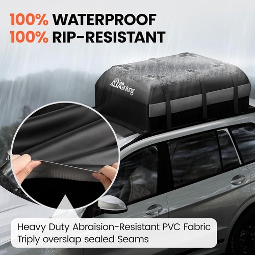 Asinking Car Rooftop Cargo Carrier Bag - 100% Waterproof Heavy-Duty Luggage Carrier | 21 Cubic Feet, Fits All Vehicles