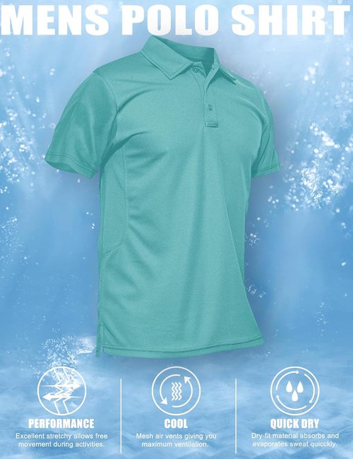 MAGCOMSEN Men's Polo Shirt - Quick Dry Tactical Golf Shirt with Short Sleeves | Pique Jersey Design