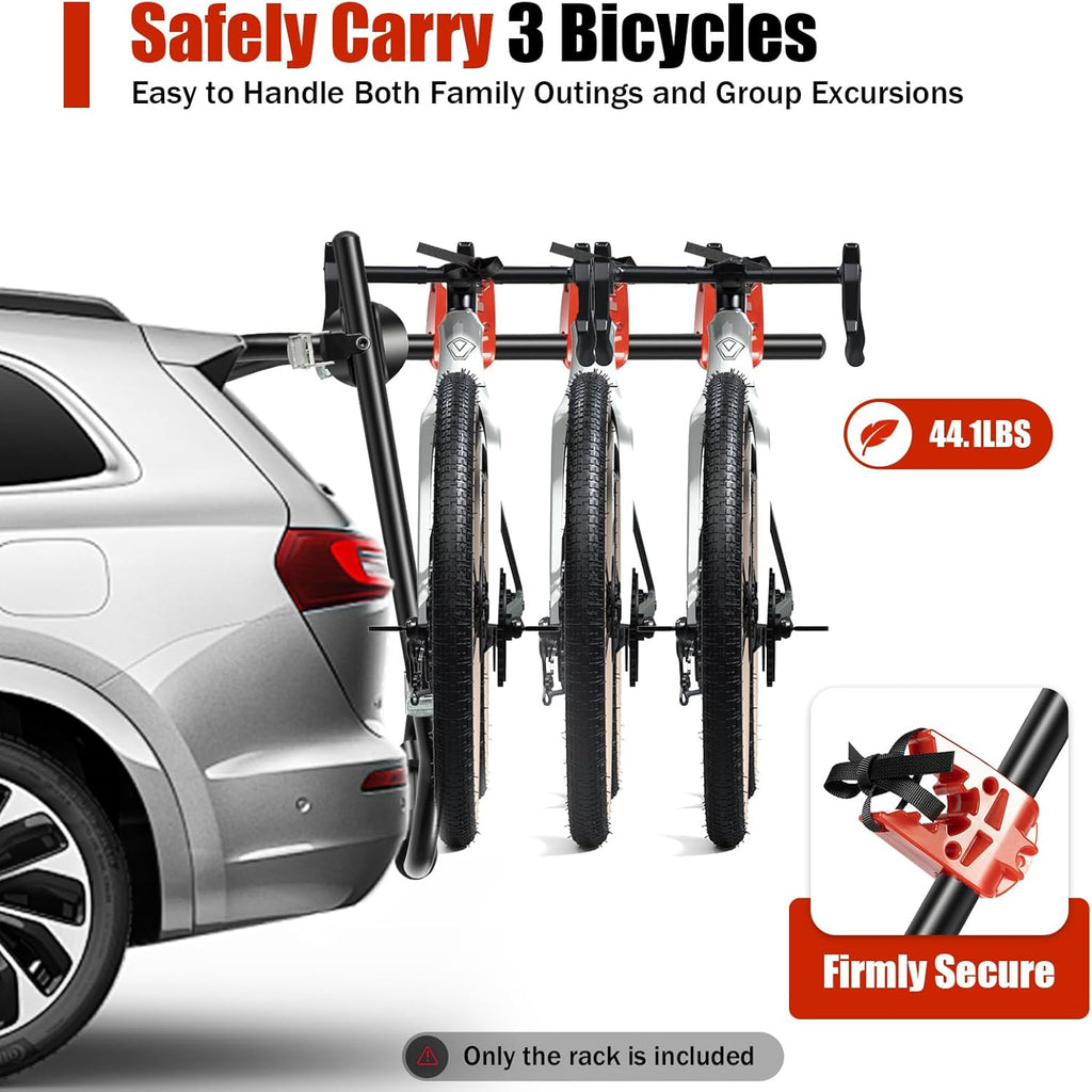 YIYIBYUS 3 Bike Rack Trunk Mount Rack, Foldable Vehicle Bicycle Carrier for Most Cars SUV Sedan Hatchback Minivan, w/Adjustable Straps