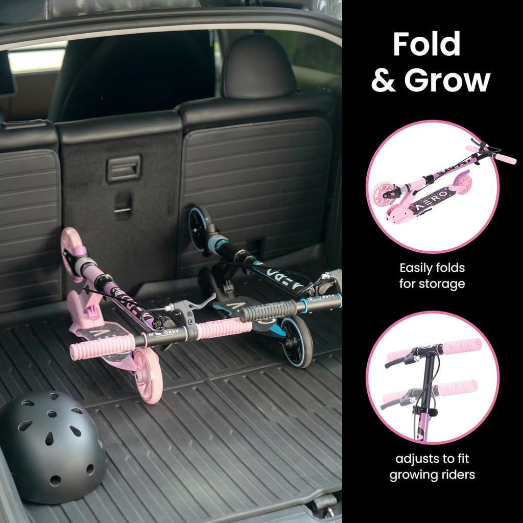 Aero Scooter for Kids 5-8 - Dynamic Lights, Hand Brake & Shock Absorption | Foldable & Adjustable