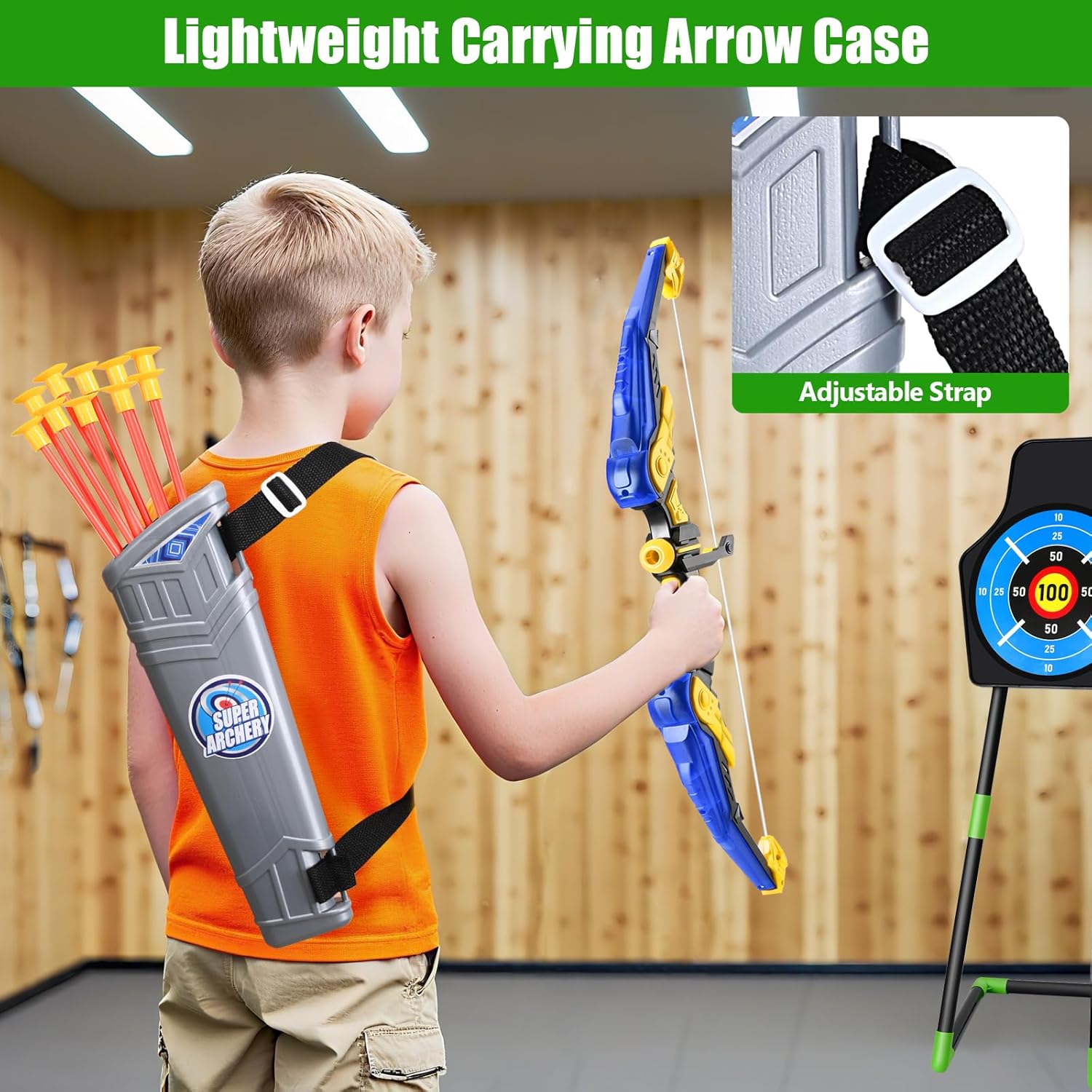 Skiennix Bow and Arrow Toy Set - 2 Pack with 24 Suction Cup Arrows & Target | Indoor/Outdoor Sports Gift for Ages 4-12